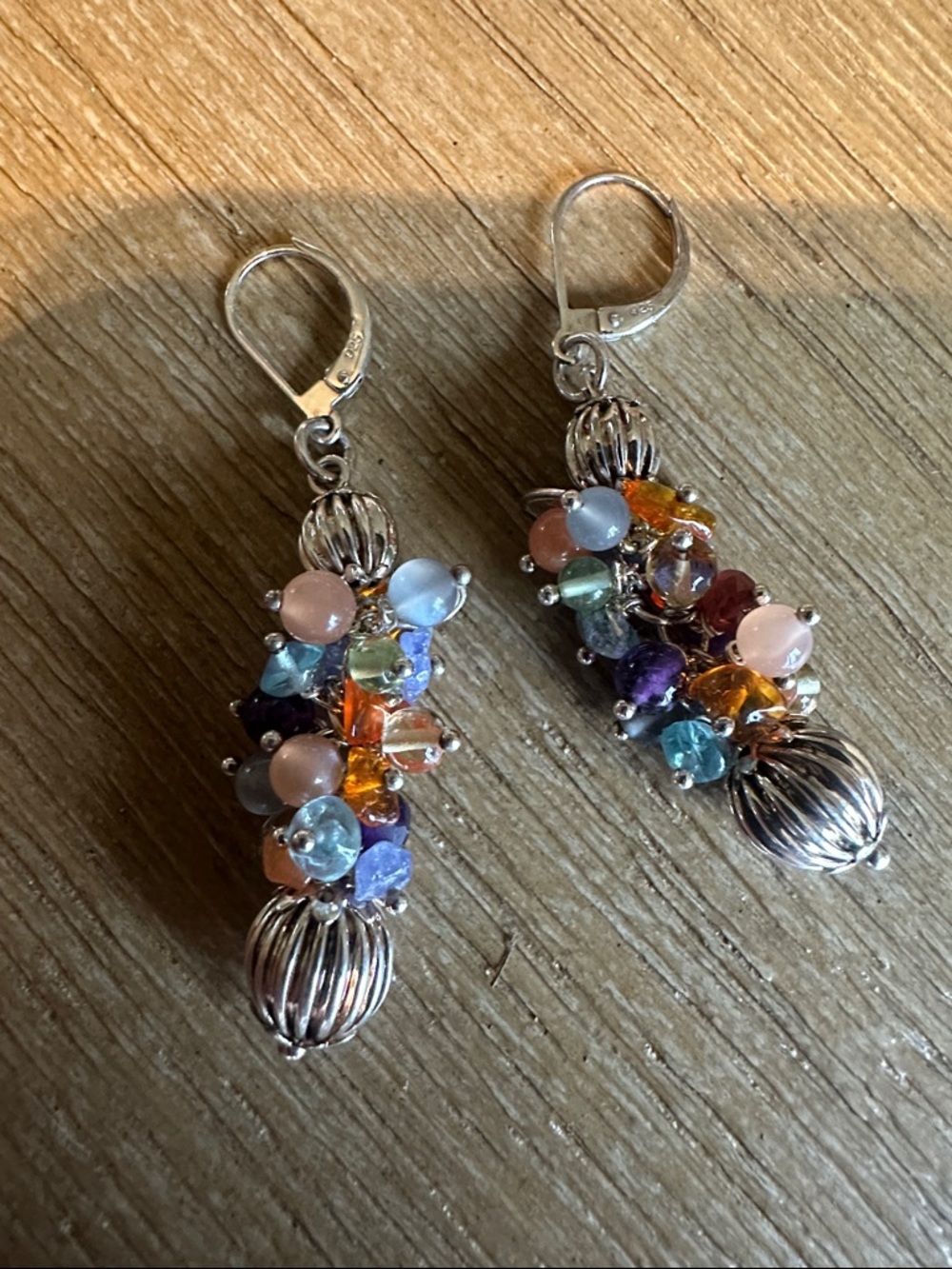 Tutti Frutti Multi-Color Cluster Drop Earrings - 925 sterling silver